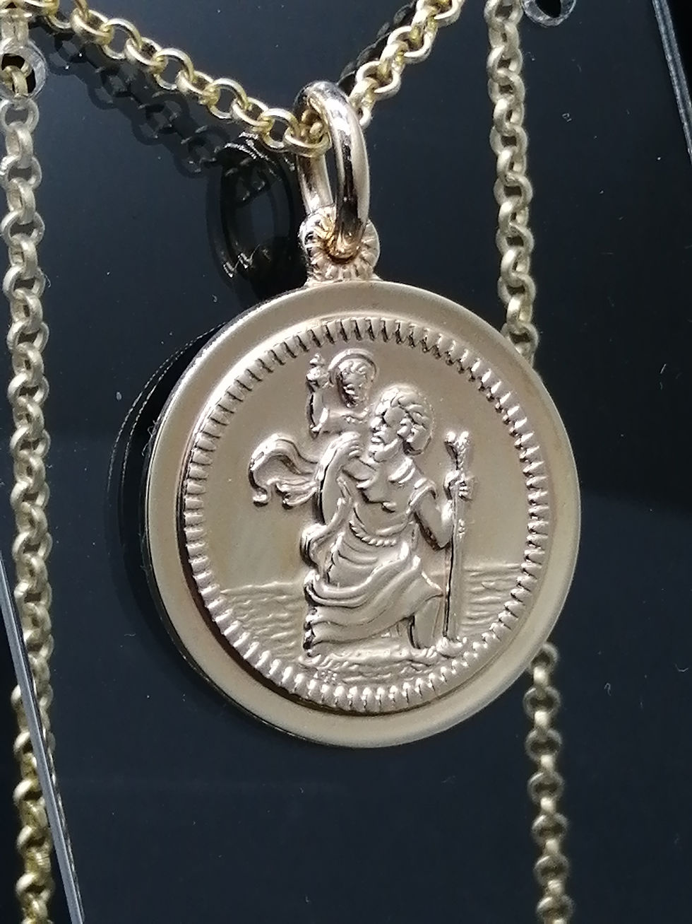 Thumbnail: 9ct Gold Bead Egde St Christopher Pendant