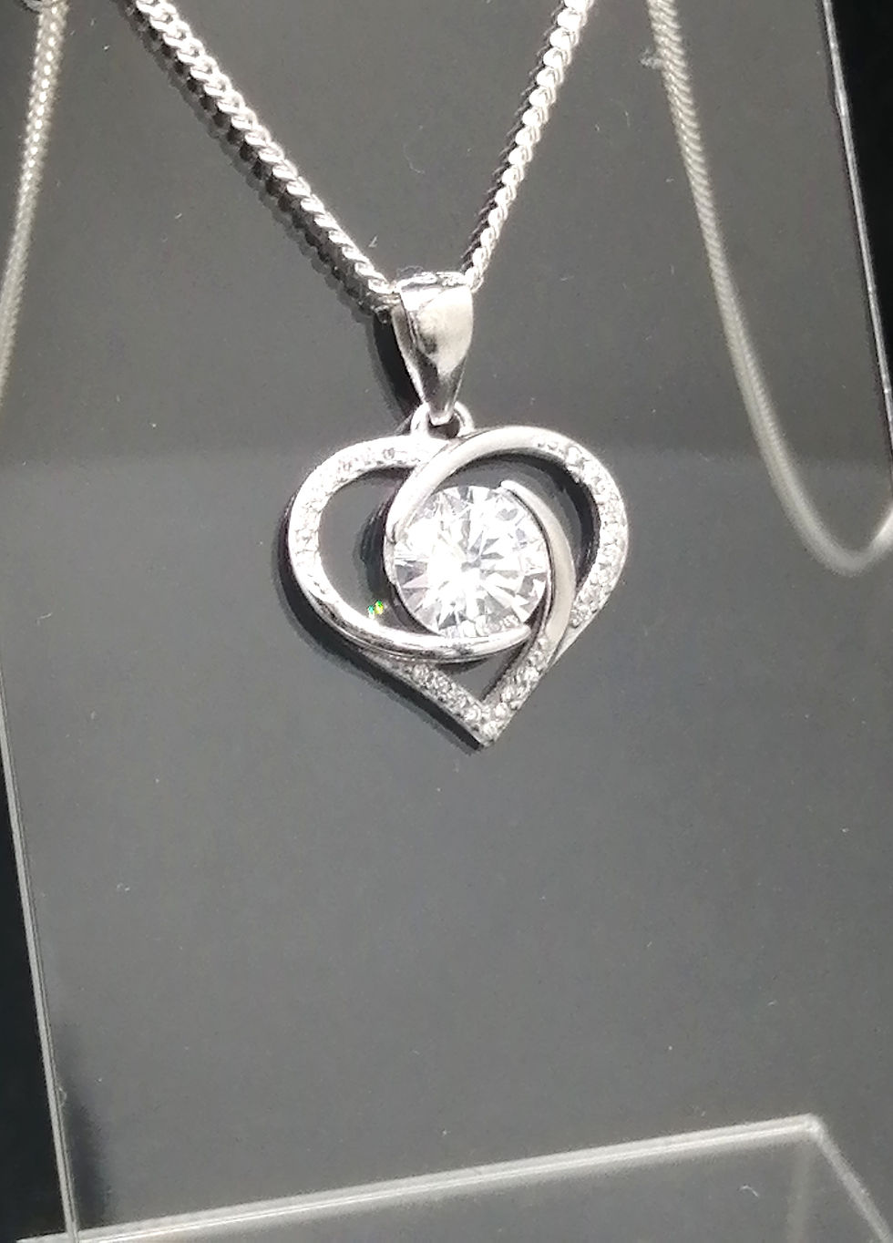 Thumbnail: 925 Silver CZ Heart Hug Pendant