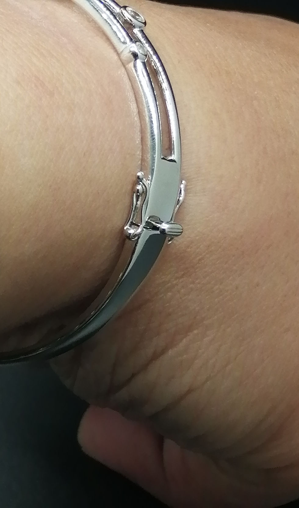 Thumbnail: 925 Silver CZ Bubble Art Bangle
