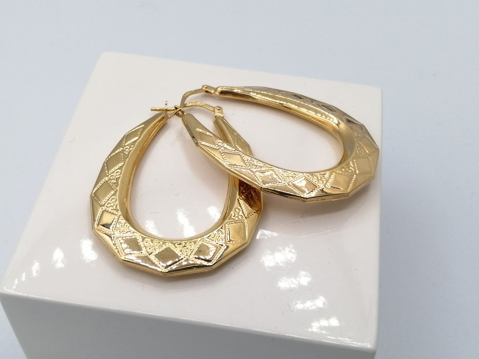 Thumbnail: 9ct Gold Diamond Creole Hoop Earrings