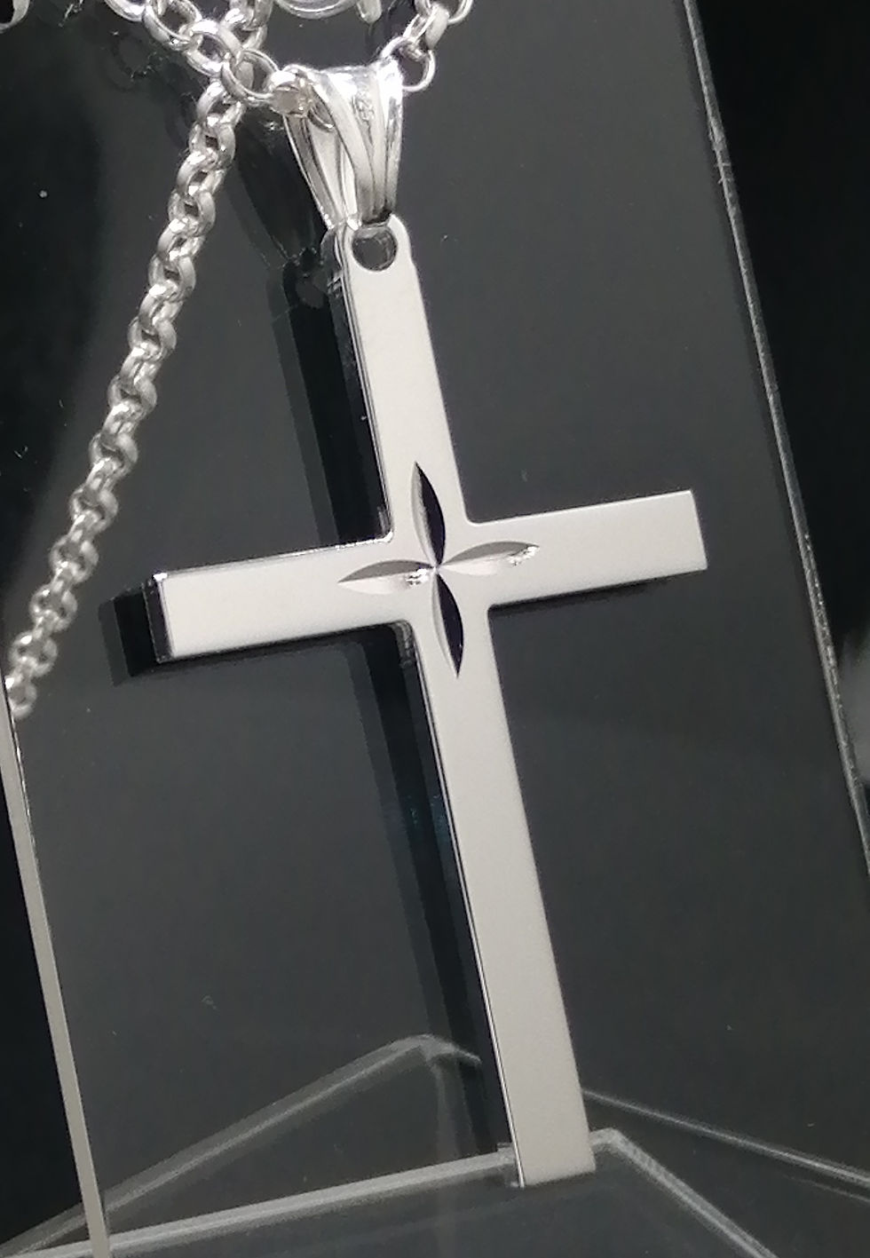 Thumbnail: 925 Silver Star Cut Cross Pendant