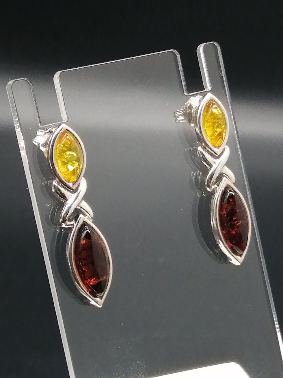 Thumbnail: 925 Silver Amber Kiss Drop Earrings