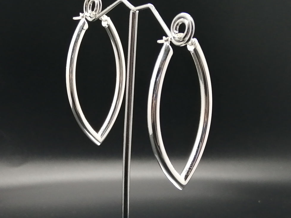 Thumbnail: 925 Silver Marquise Hoop Earrings