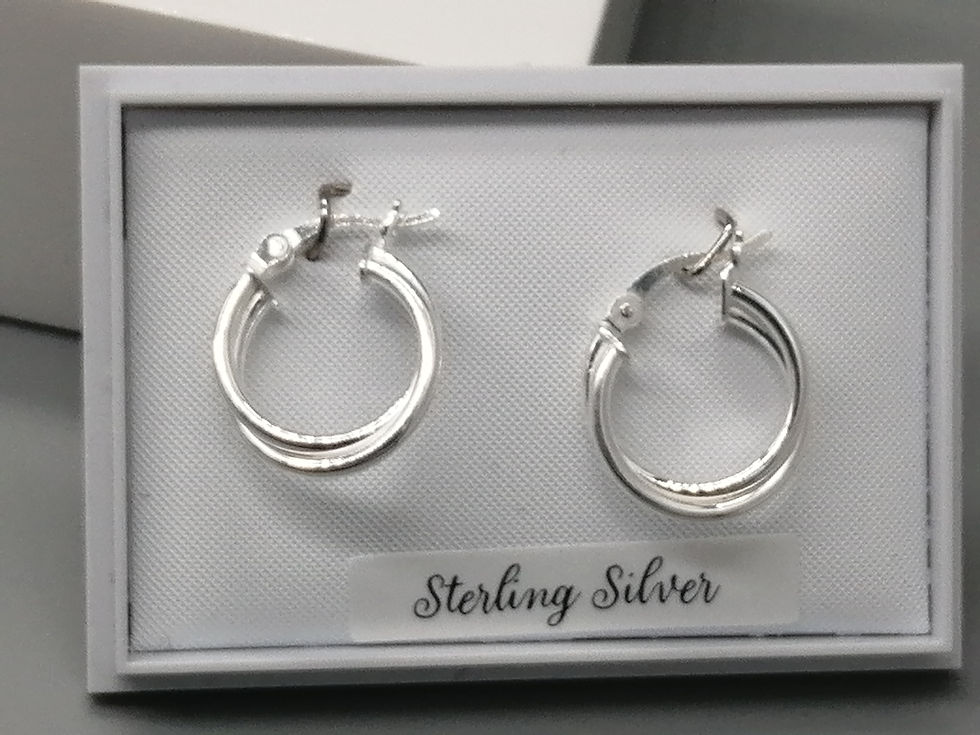 Thumbnail: 925 Silver Plain Double Crossover Hoop Earrings