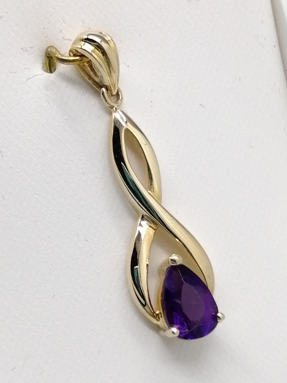 Thumbnail: 9ct Gold Amethyst Infinity Knot Tear Drop Pendant