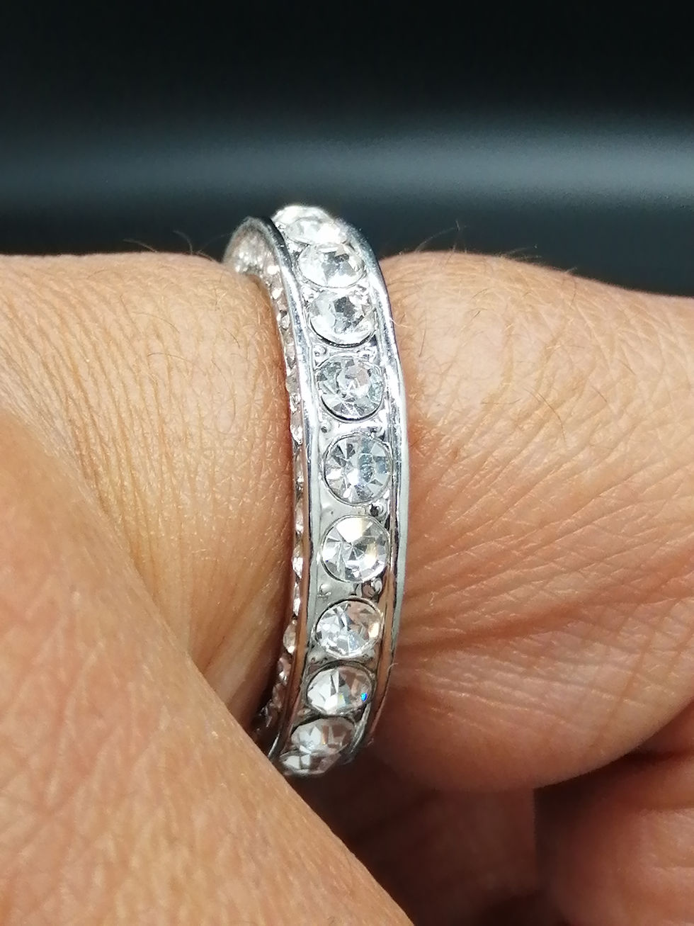 Thumbnail: Silver Crystal Band Ring - Defect Discount