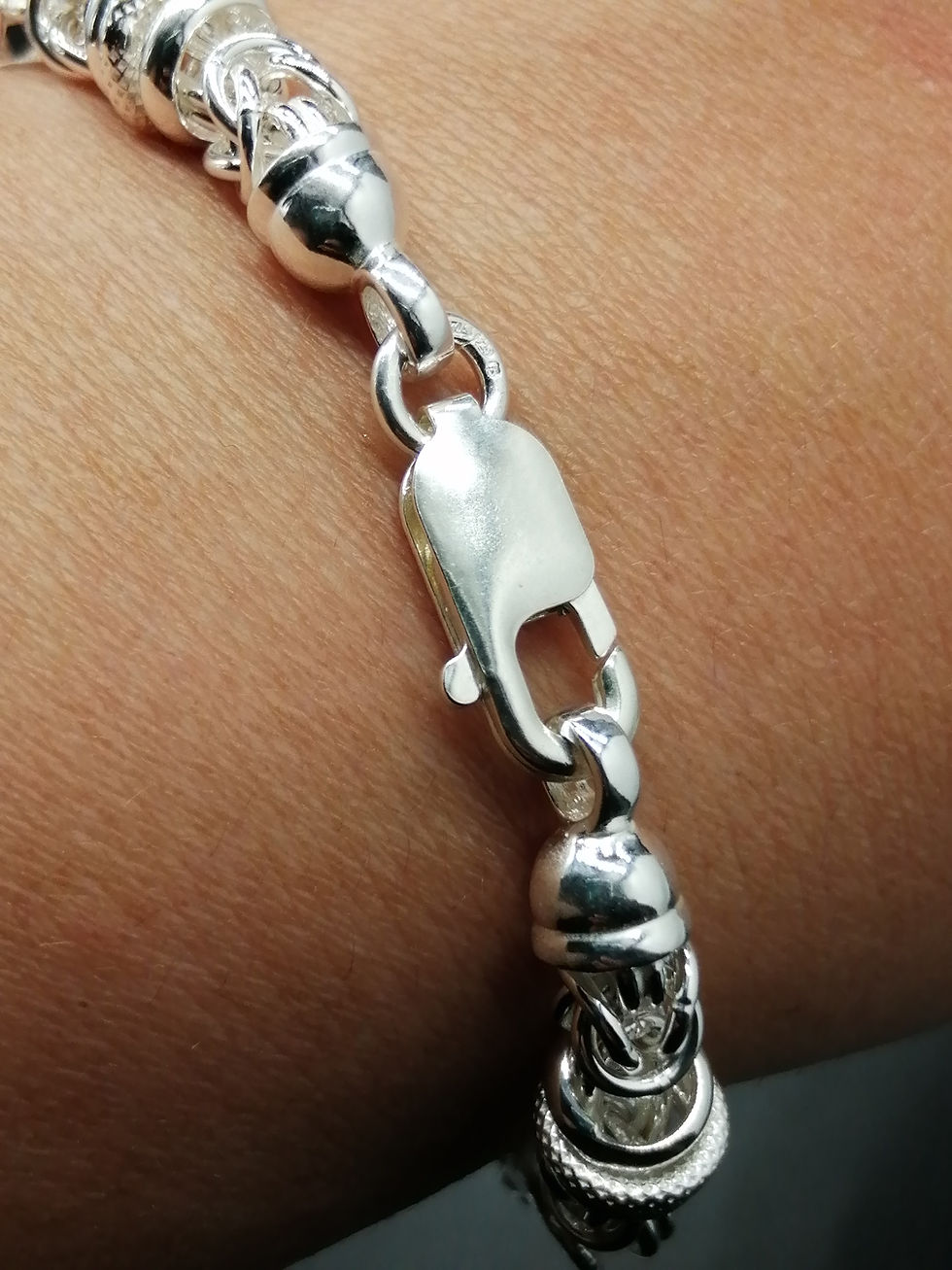 Thumbnail: 925 Silver Patterned Bars, Knots & Circles Bracelet