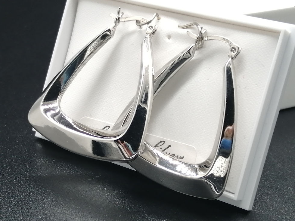 Thumbnail: 925 Silver Plain Triangle Hoop Earrings