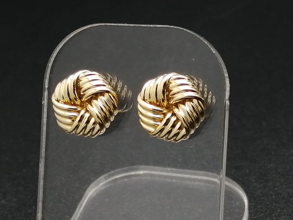 Thumbnail: 9ct Yellow Gold 5 Bands Knot Stud Earrings