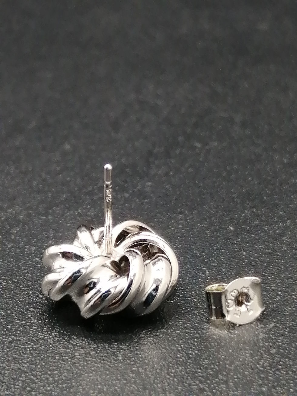 Thumbnail: 9ct White Gold Concaved Knot Stud Earrings