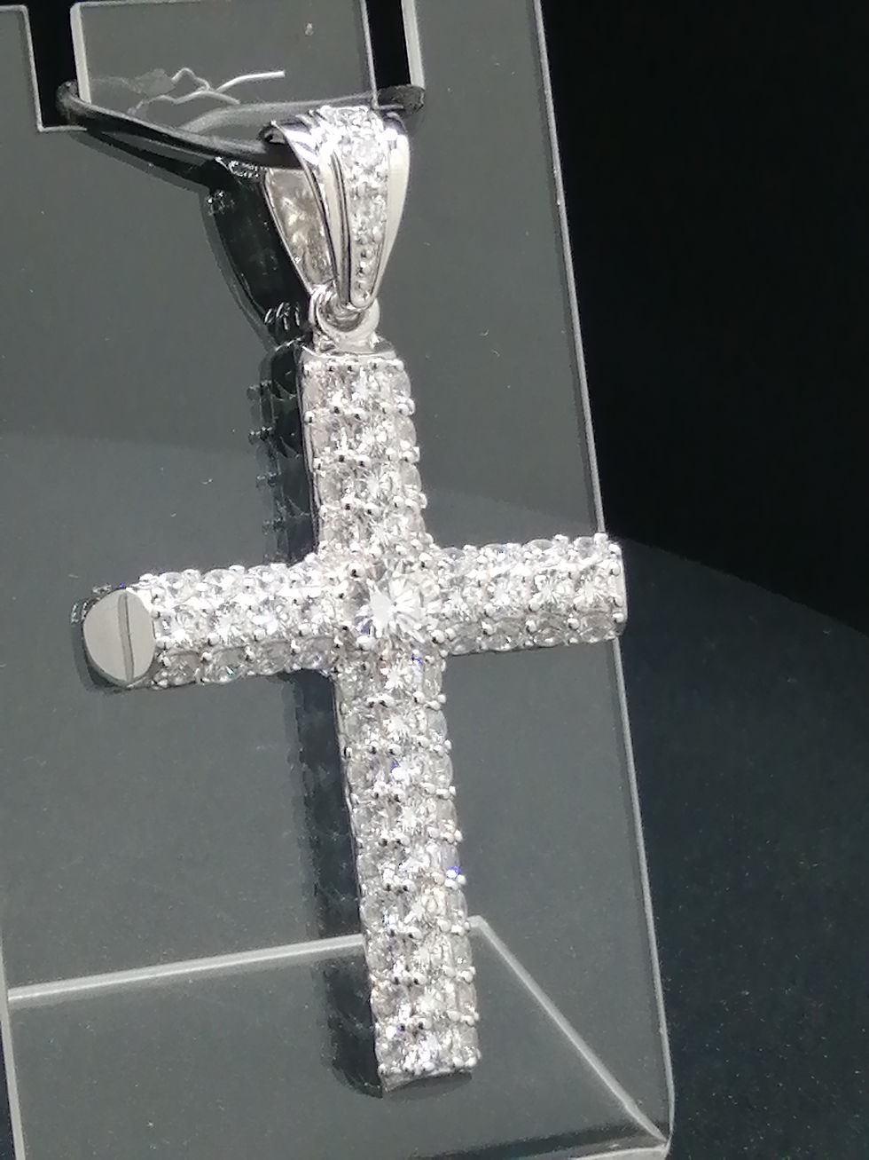 Thumbnail: 925 Silver CZ Filigree Heart Cross