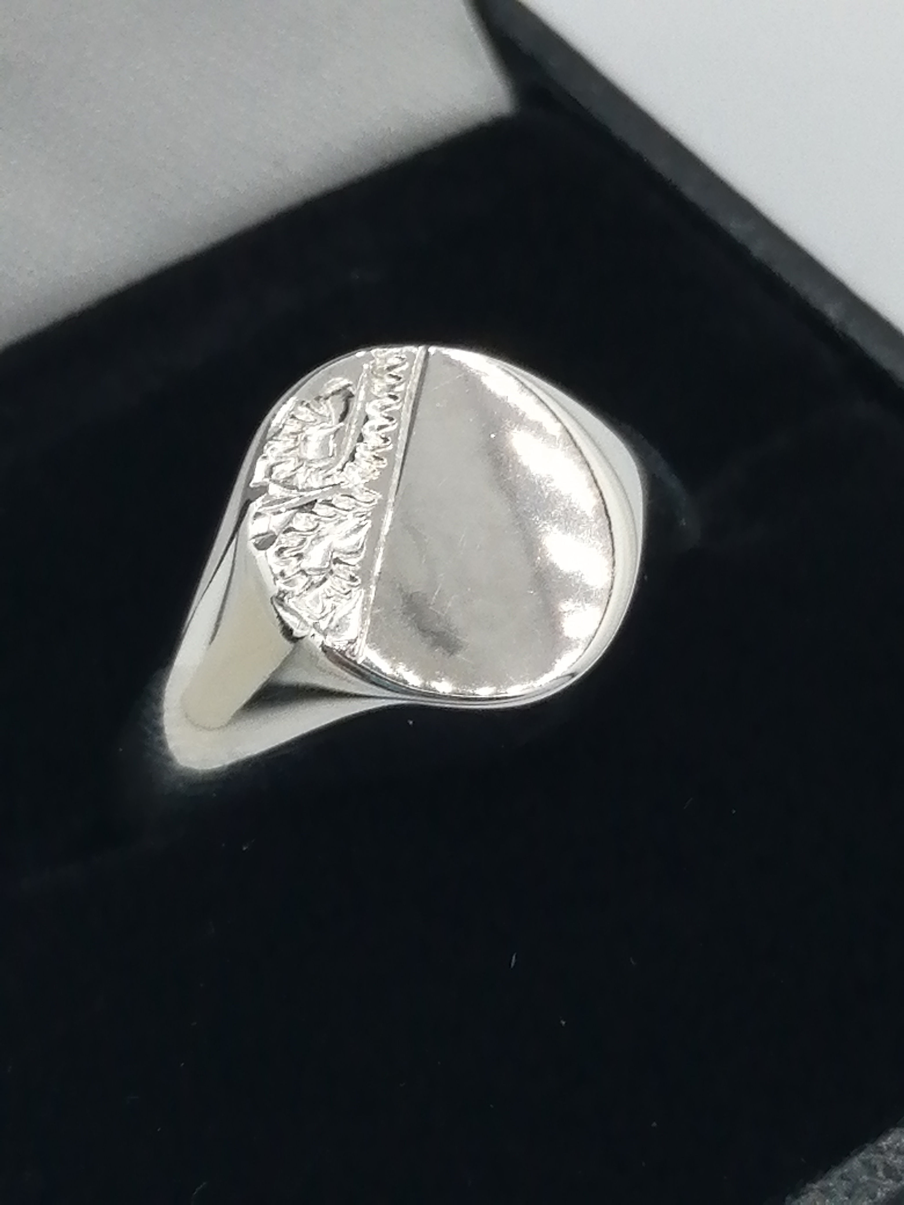 925 Silver Engraved Signet Ring