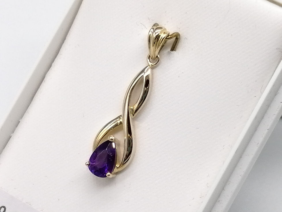 Thumbnail: 9ct Gold Amethyst Infinity Knot Tear Drop Pendant