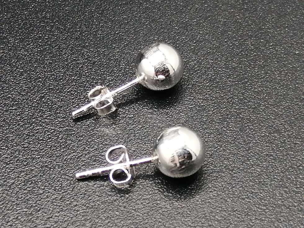 Thumbnail: 925 Silver 7mm Polished Bead Earrings
