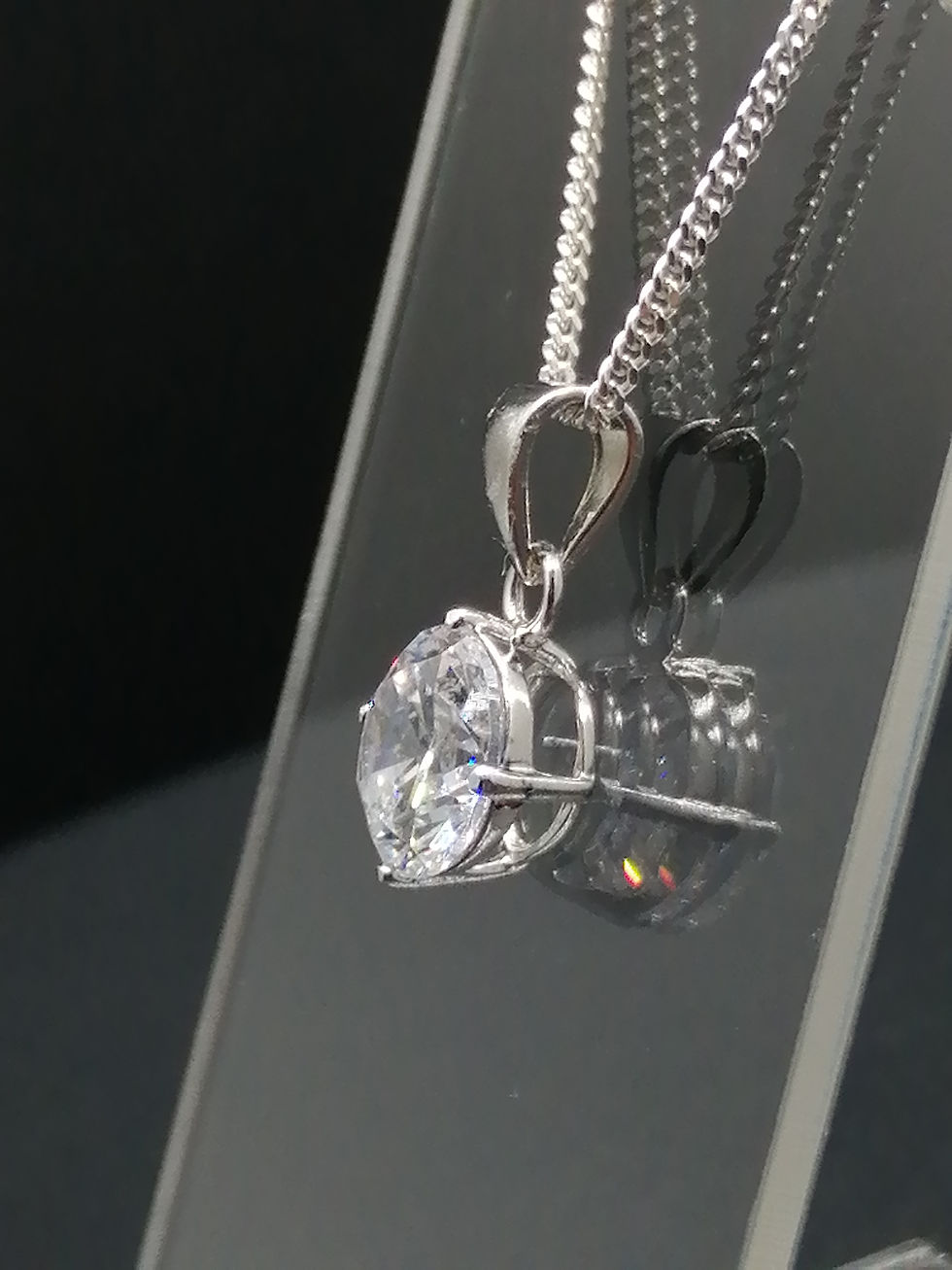 Thumbnail: 925 Silver CZ Solitaire Pendant