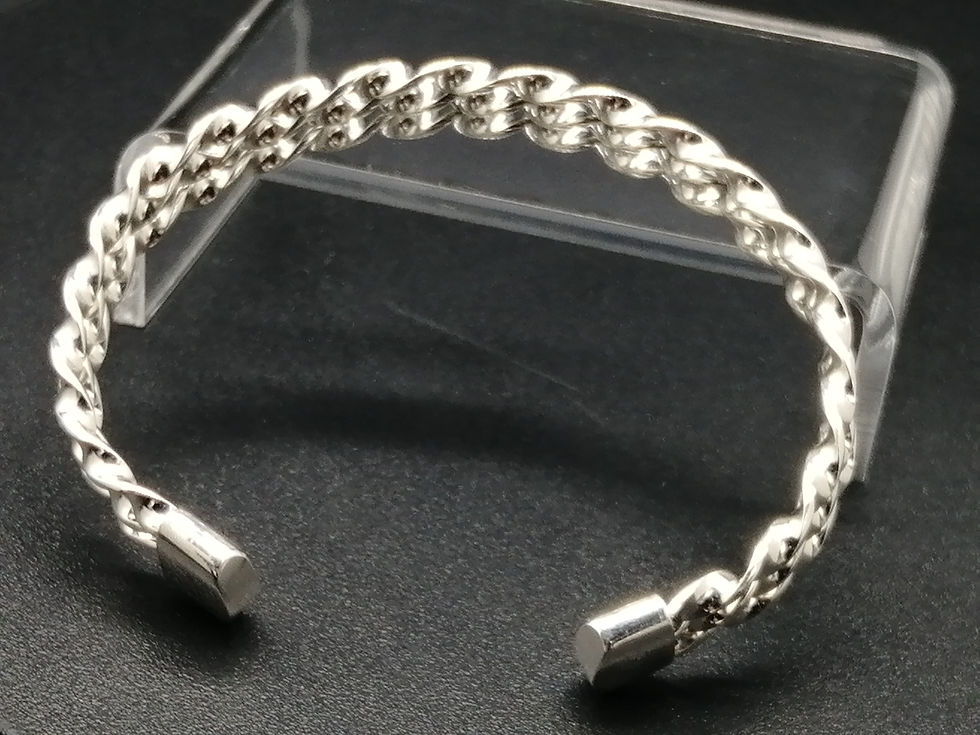 Thumbnail: 925 Silver Ribbon Twists Torque Bangle