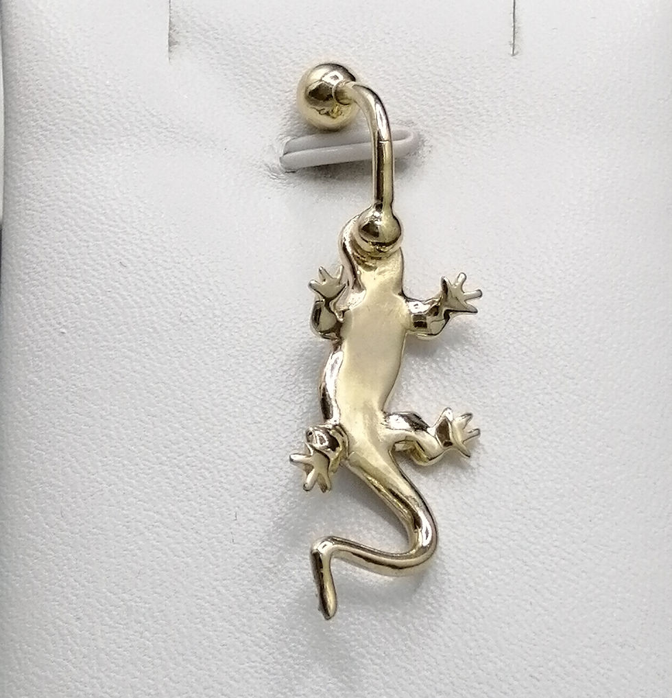 Thumbnail: 9ct Gold CZ Lizard Navel Bar