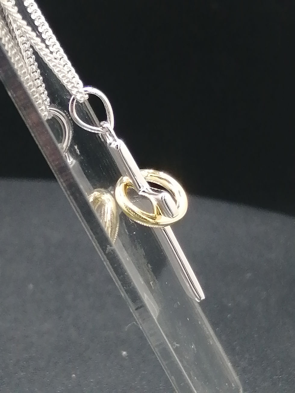 Thumbnail: 925 Silver Gold Ringed Cross Pendant