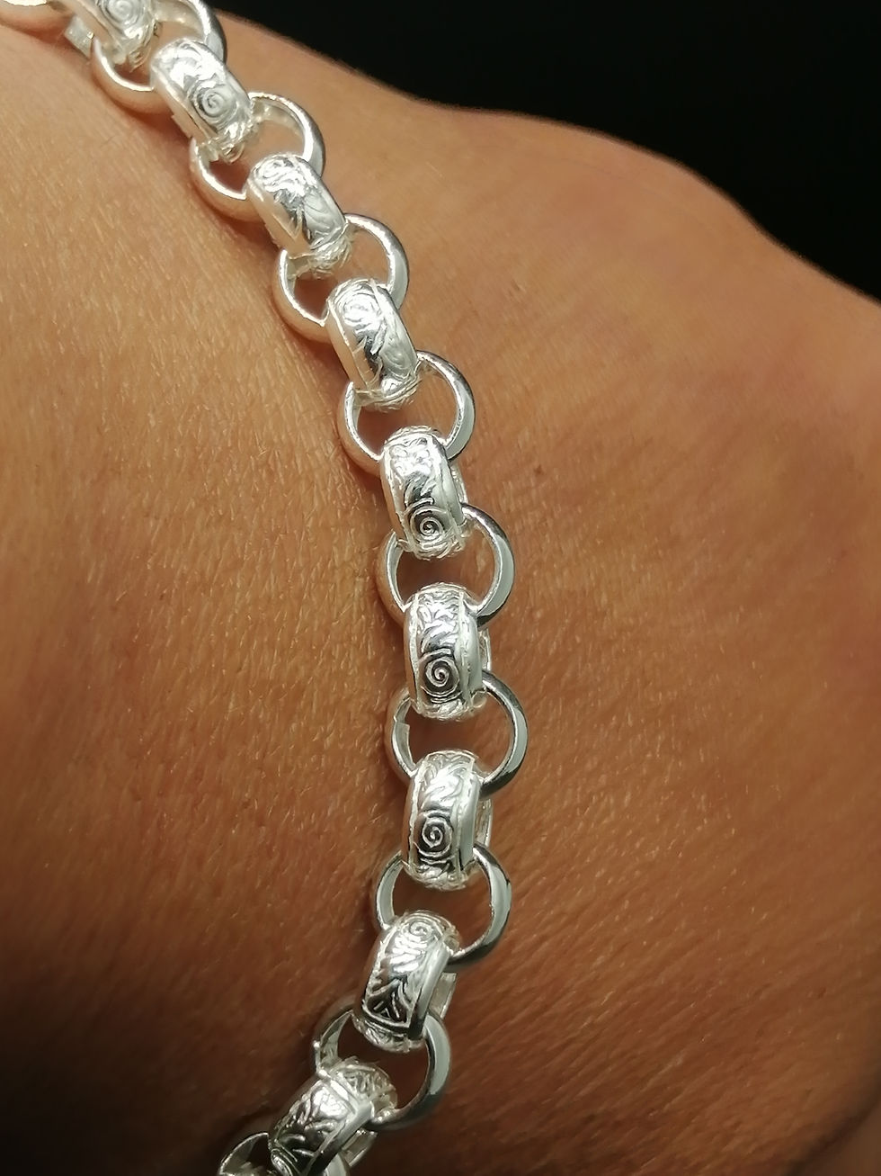 Thumbnail: 925 Silver Plain & Patterned Belcher Bracelet