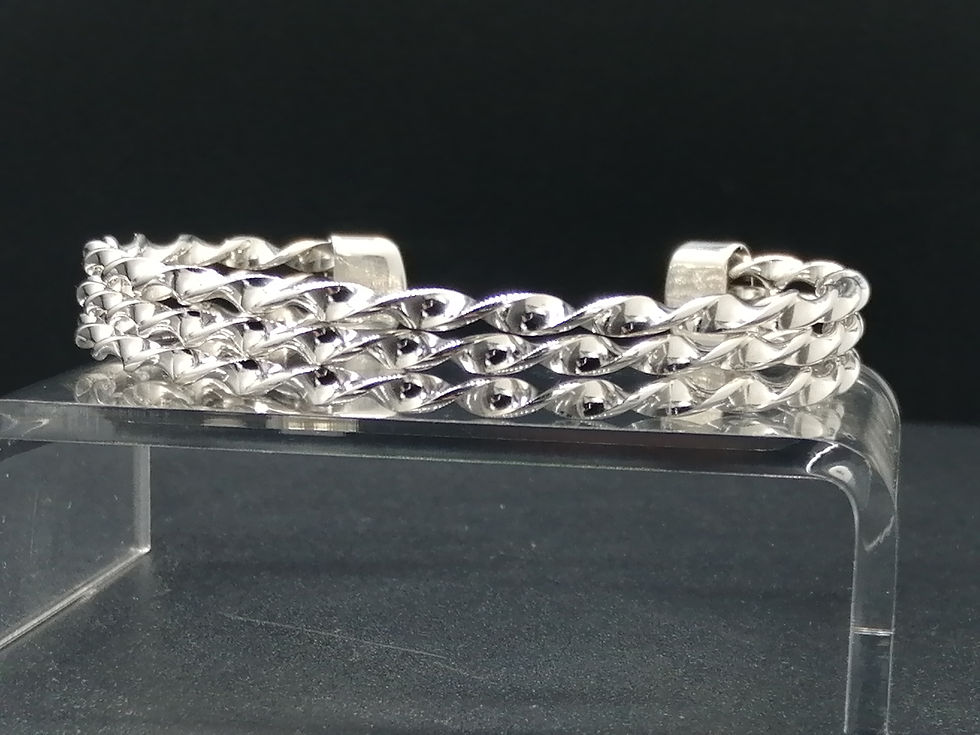 Thumbnail: 925 Silver Ribbon Twists Torque Bangle