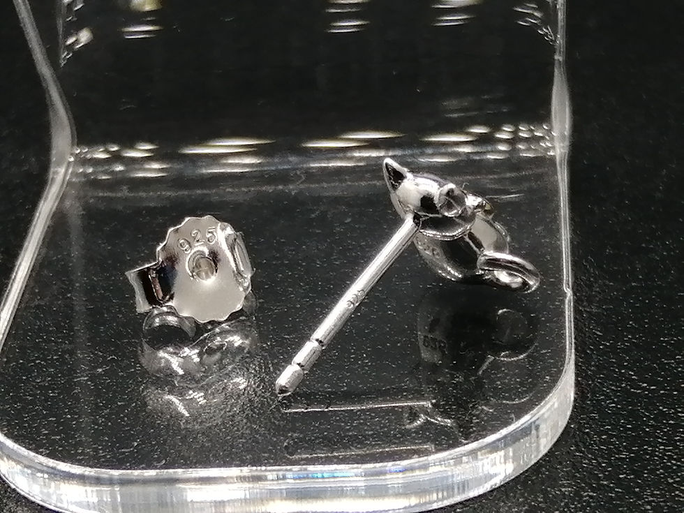 Thumbnail: 925 Silver Cat with Gold Heart Tummy Stud Earrings