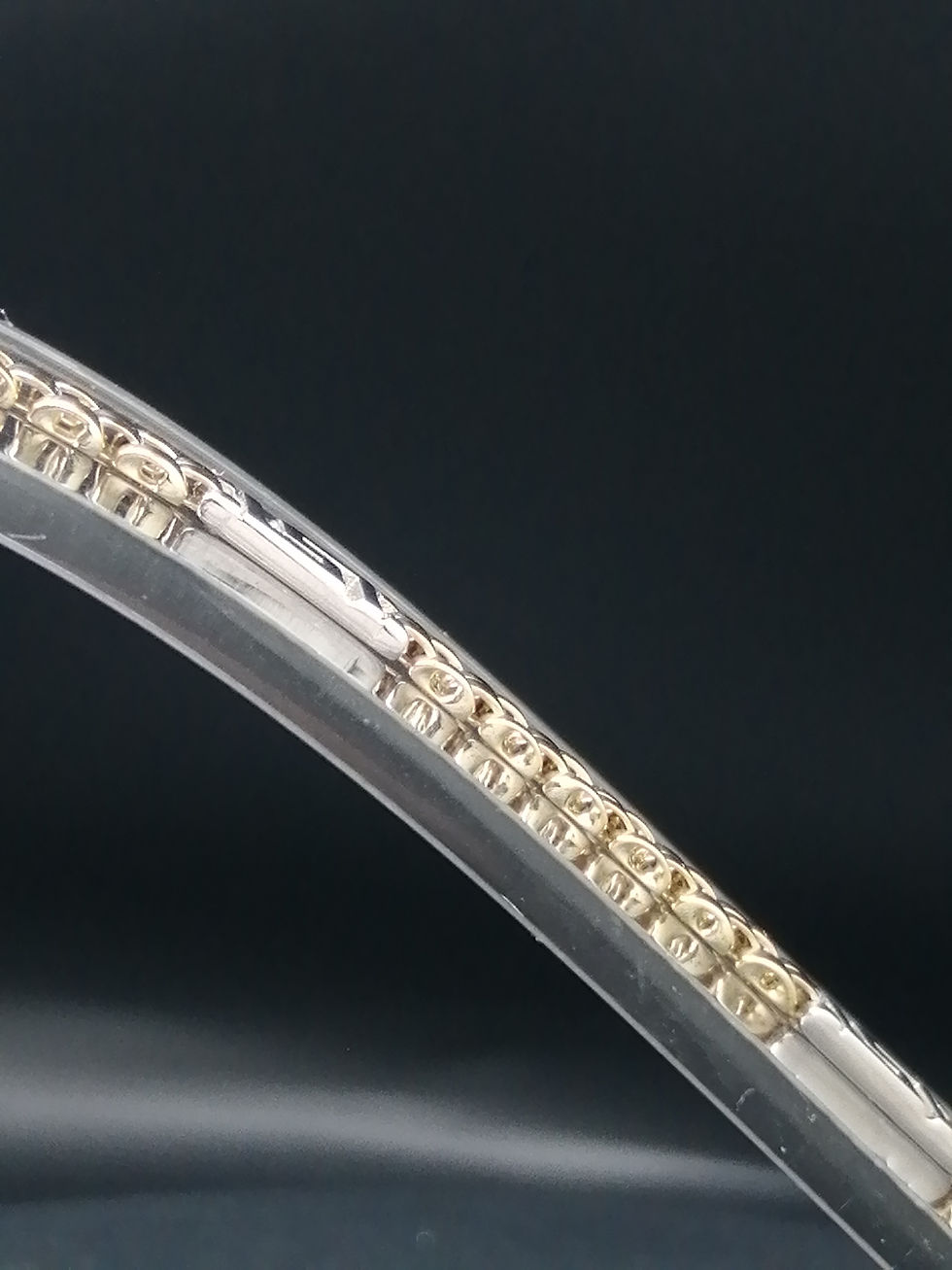 Thumbnail: 9ct Yellow & White Gold Greek Key Brick Bracelet