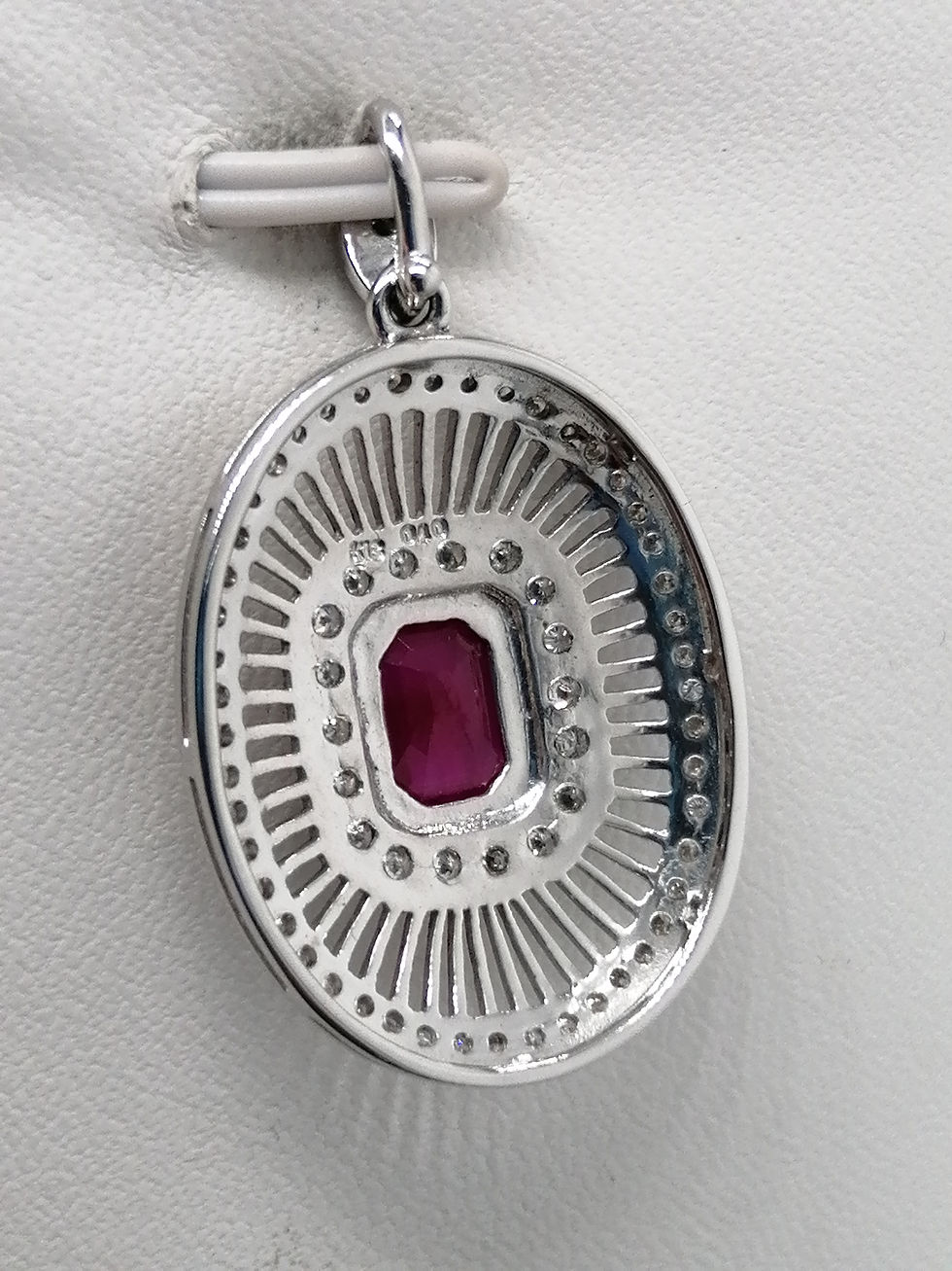 Thumbnail: 18ct White Gold Ruby & Diamond Fancy Oval Pendant