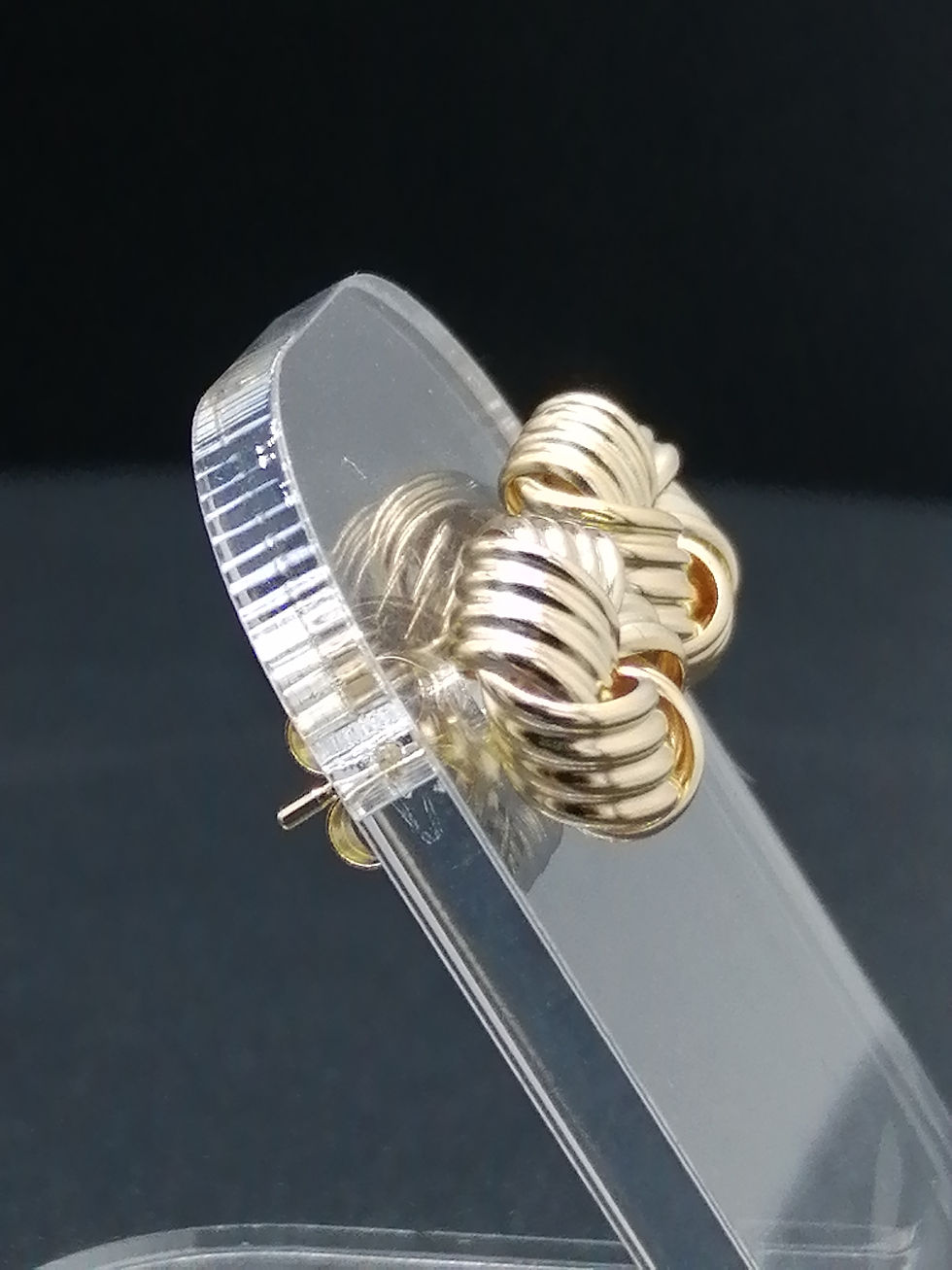 Thumbnail: 9ct Yellow Gold 5 Bands Knot Stud Earrings