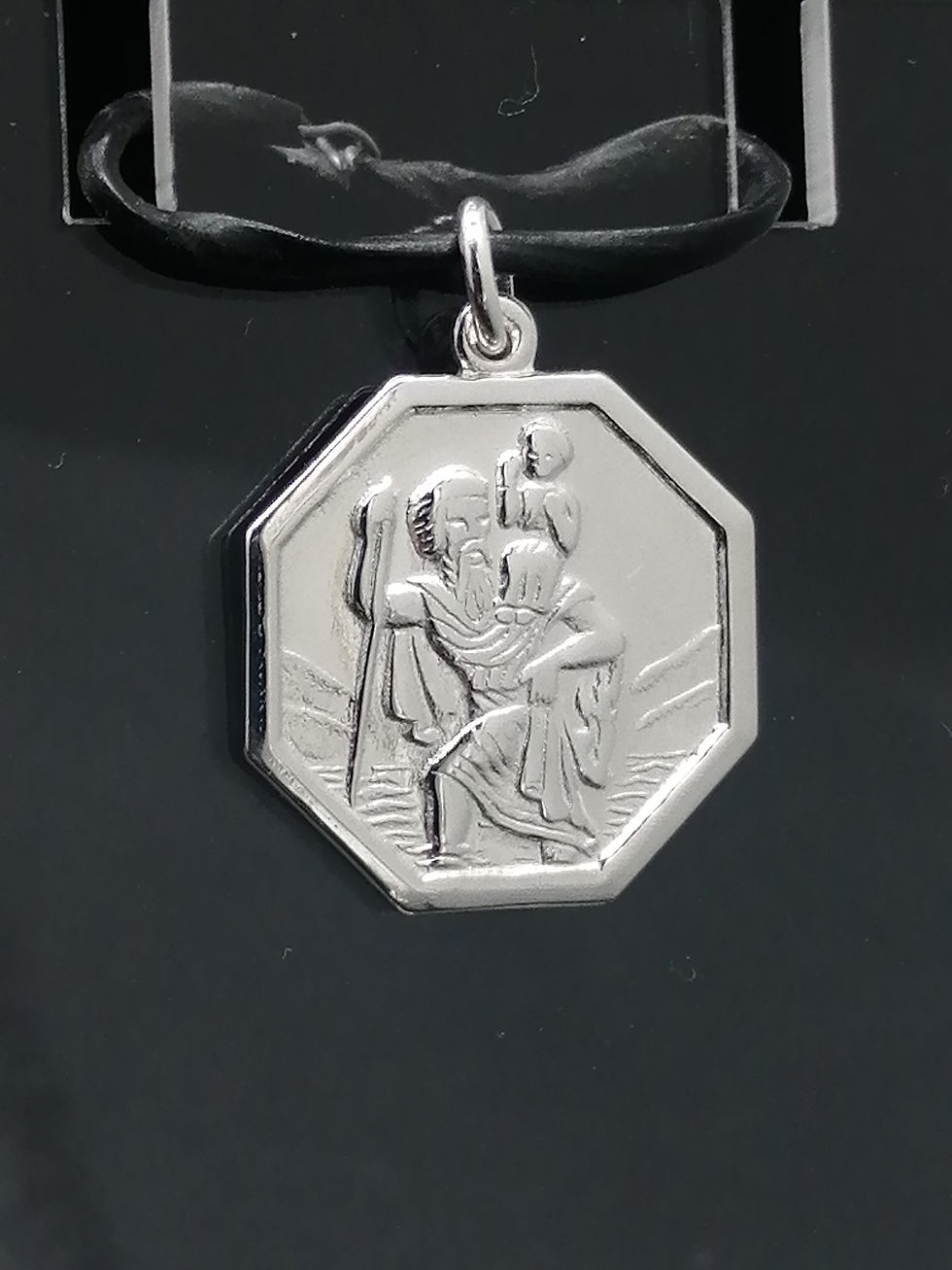 Thumbnail: 925 Silver Hexagon St Christopher Pendant