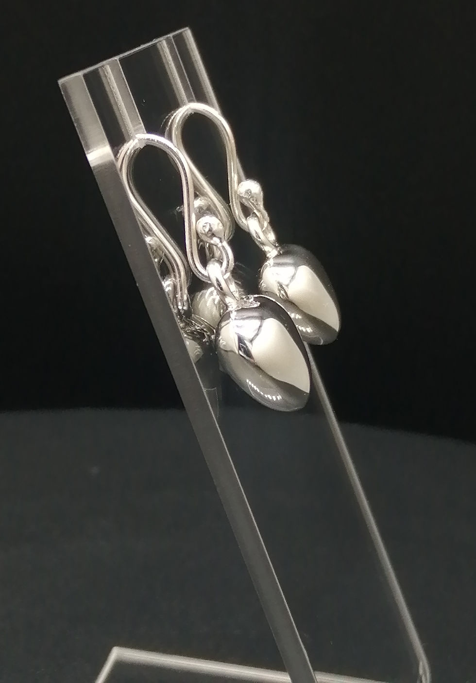 Thumbnail: 925 Silver Heart Drop Earrings