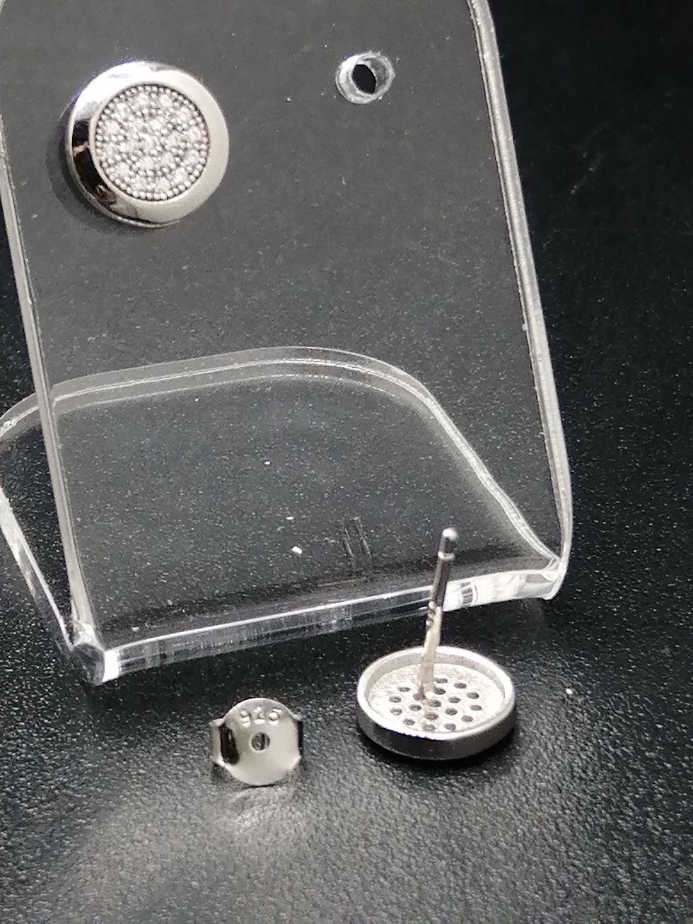 Thumbnail: 925 Silver CZ Iced Circle Stud Earrings