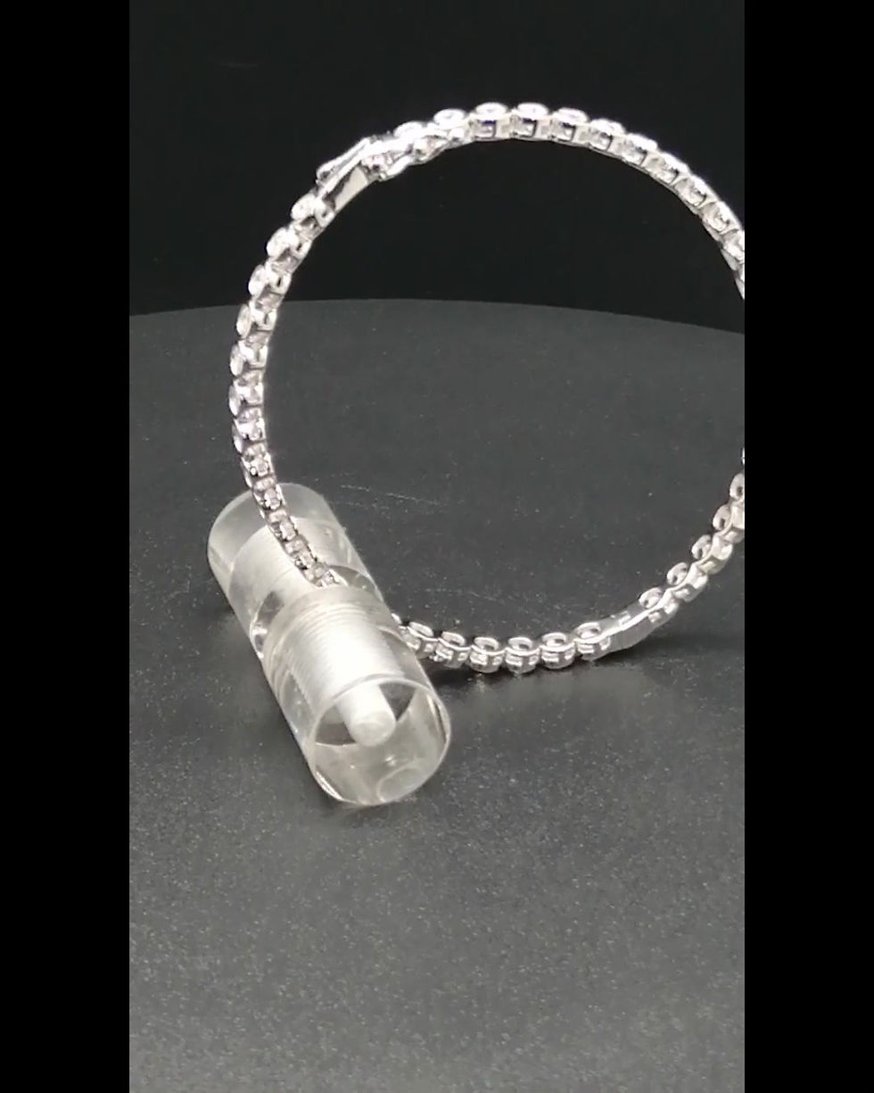 Thumbnail: 925 Silver CZ Circles Bangle
