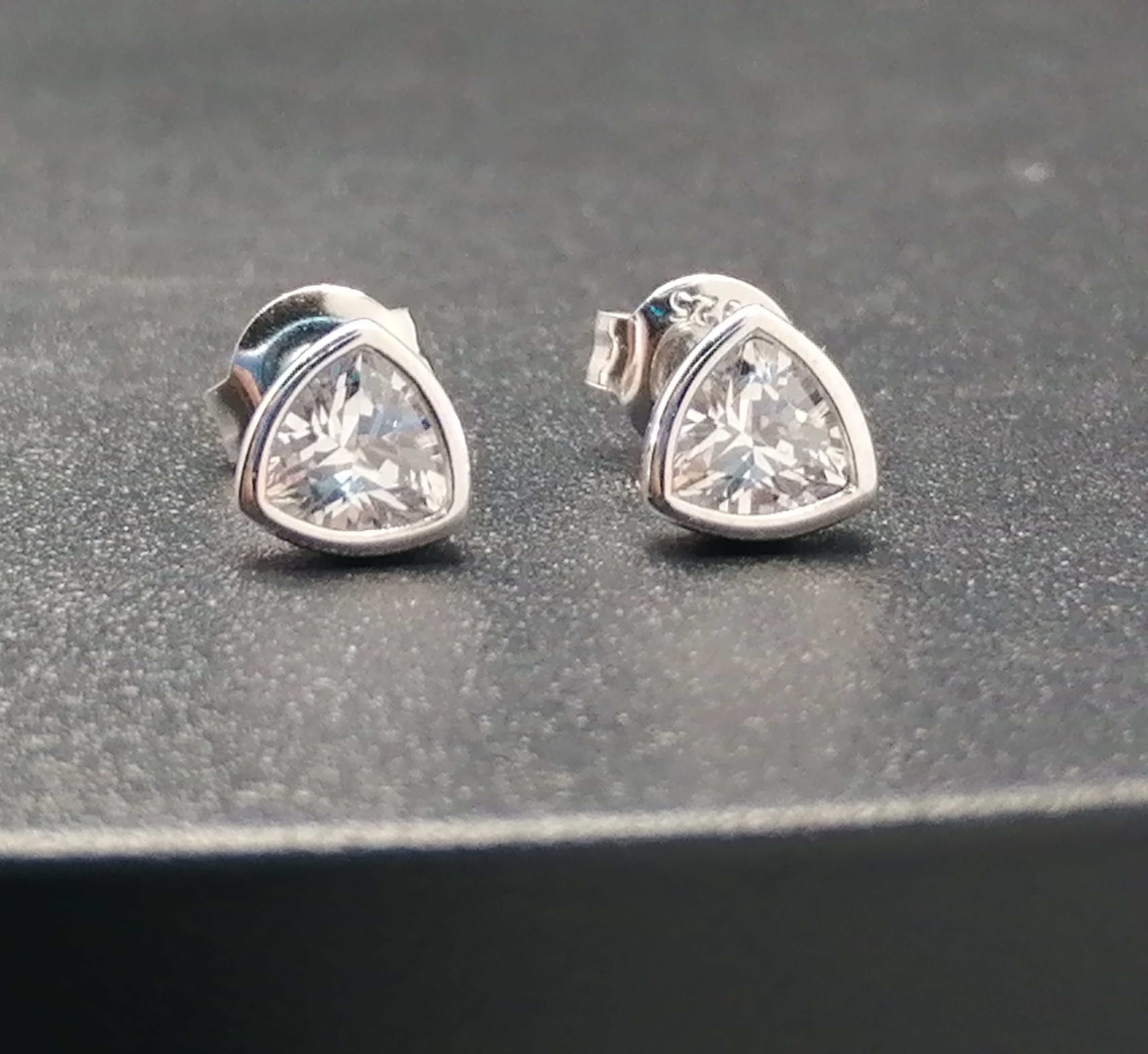 925 Silver CZ Soft Trilogy Stud Earrings