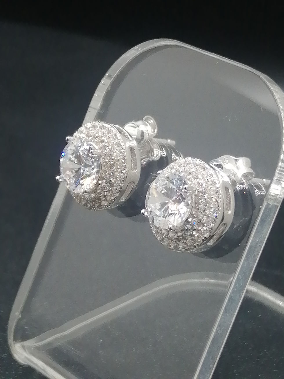 Thumbnail: 925 Silver CZ Cluster Stud Earrings
