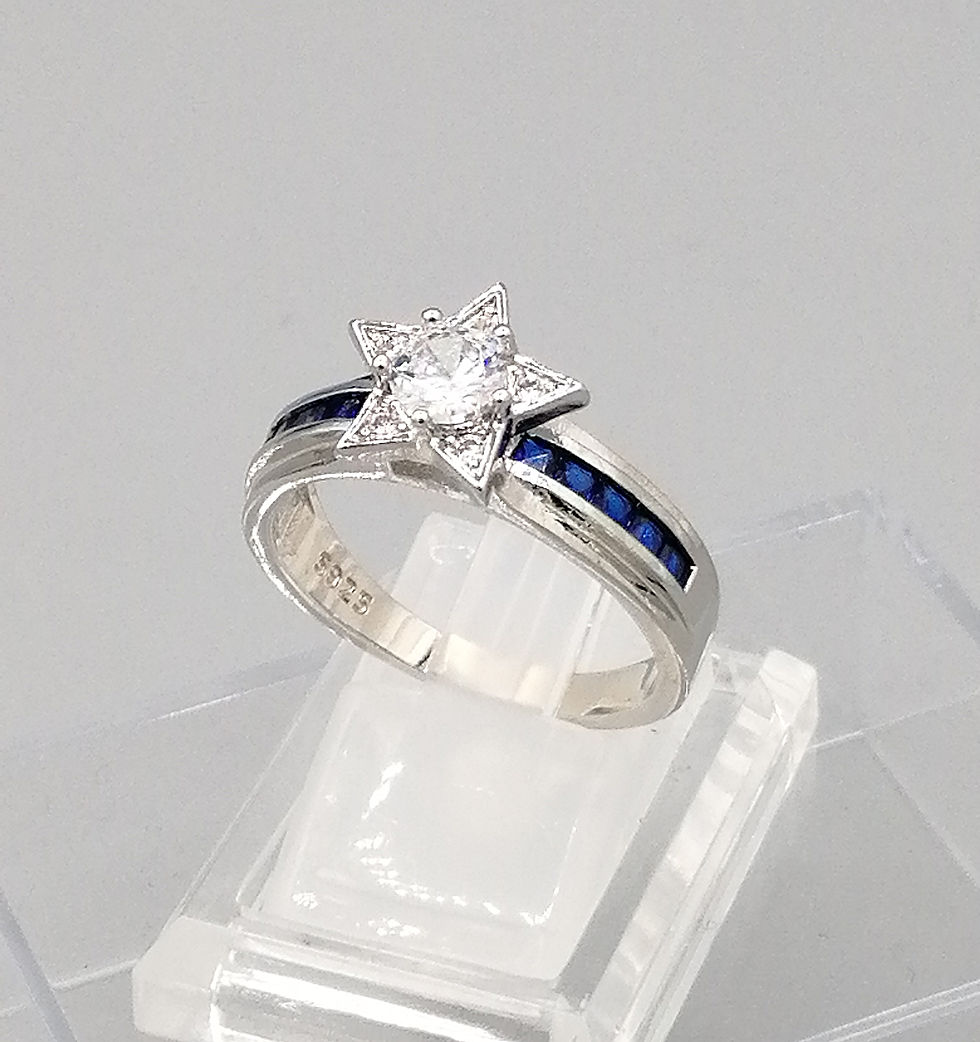 Thumbnail: Sapphire Blue & White CZ Star Ring