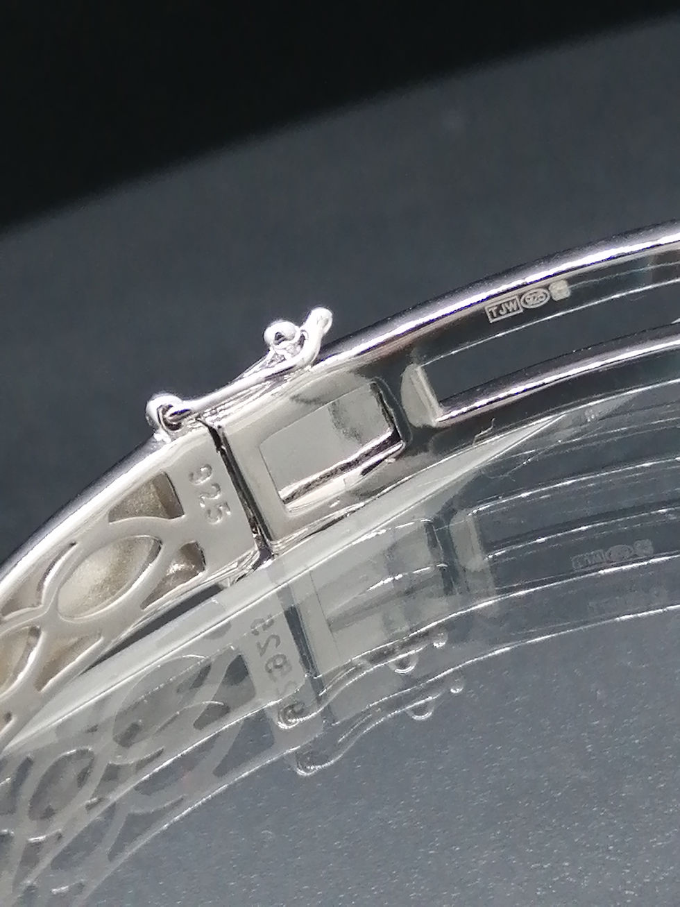 Thumbnail: 925 Silver CZ Bubble Art Bangle