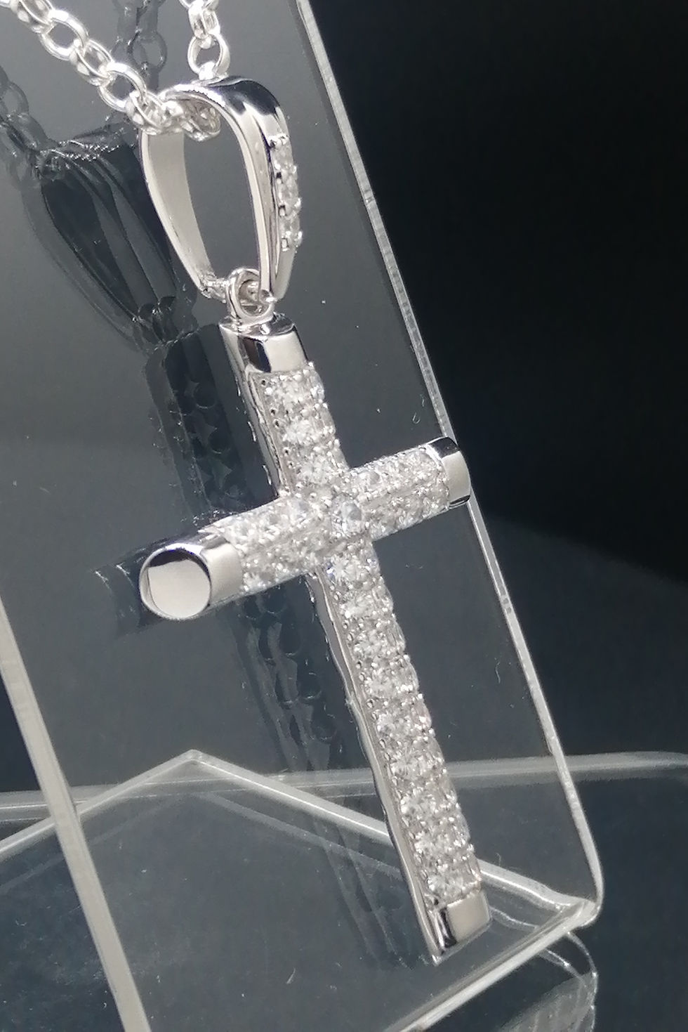 Thumbnail: 925 Silver CZ Iced Cross Pendant