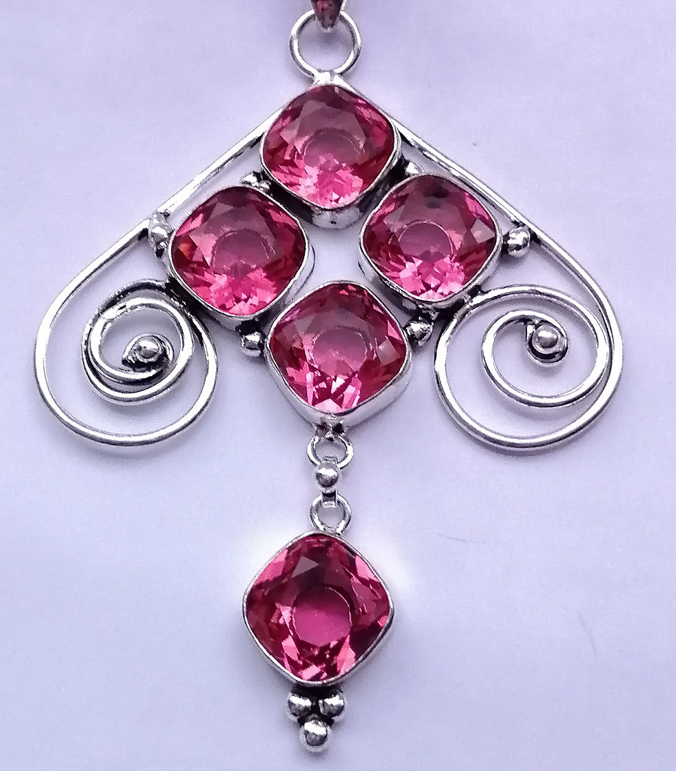 Thumbnail: Pink Rubellite Swirls Pendant