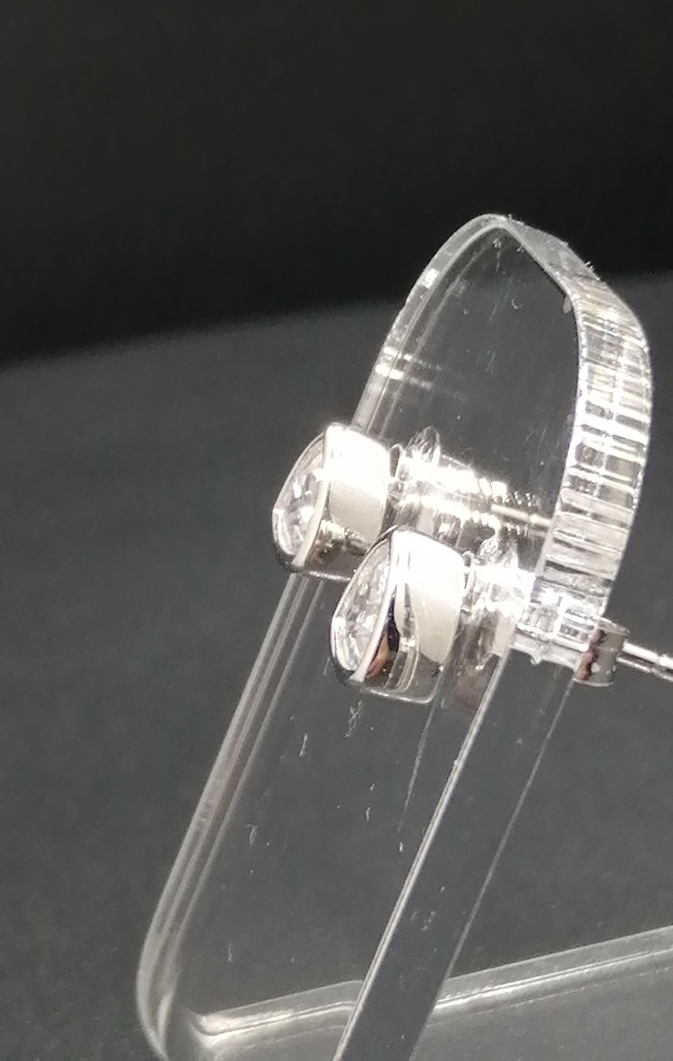Thumbnail: 925 Silver CZ Soft Trilogy Stud Earrings