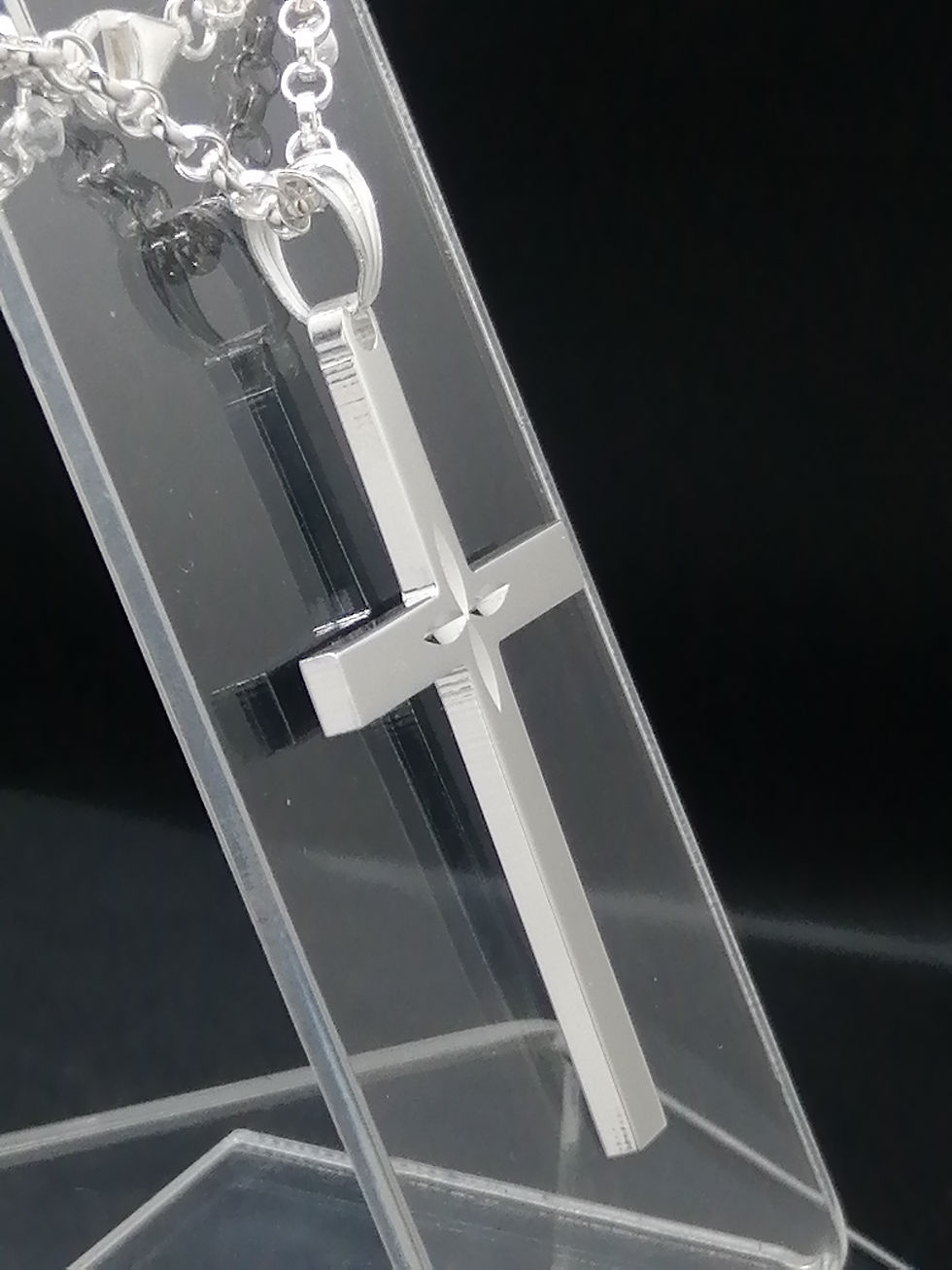 Thumbnail: 925 Silver Star Cut Cross Pendant