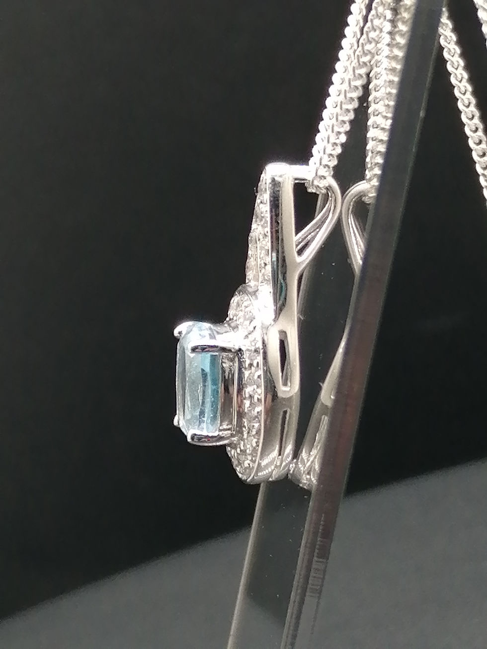 Thumbnail: 925 Silver Blue Topaz & CZ Pendant