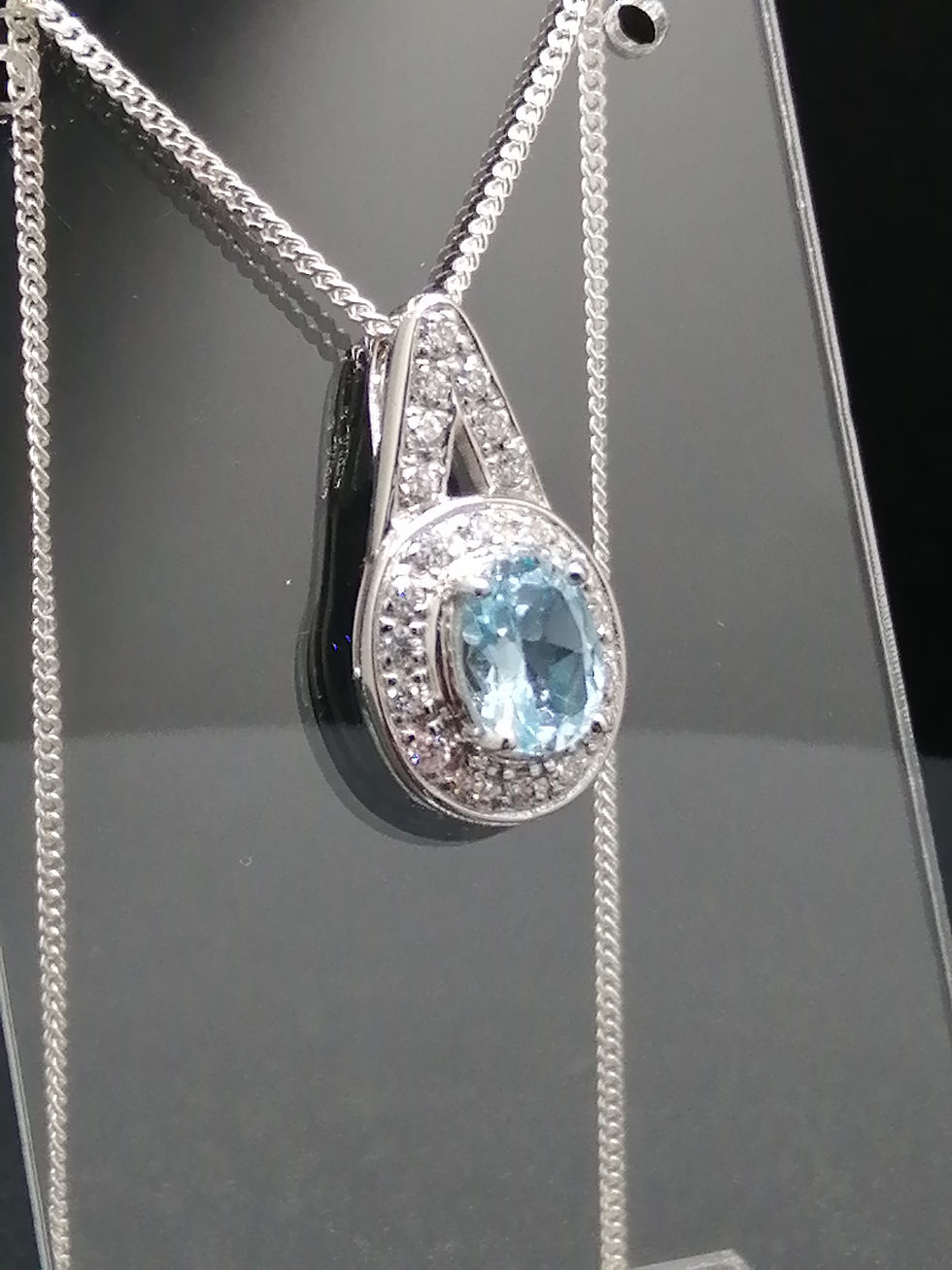 Thumbnail: 925 Silver Blue Topaz & CZ Pendant