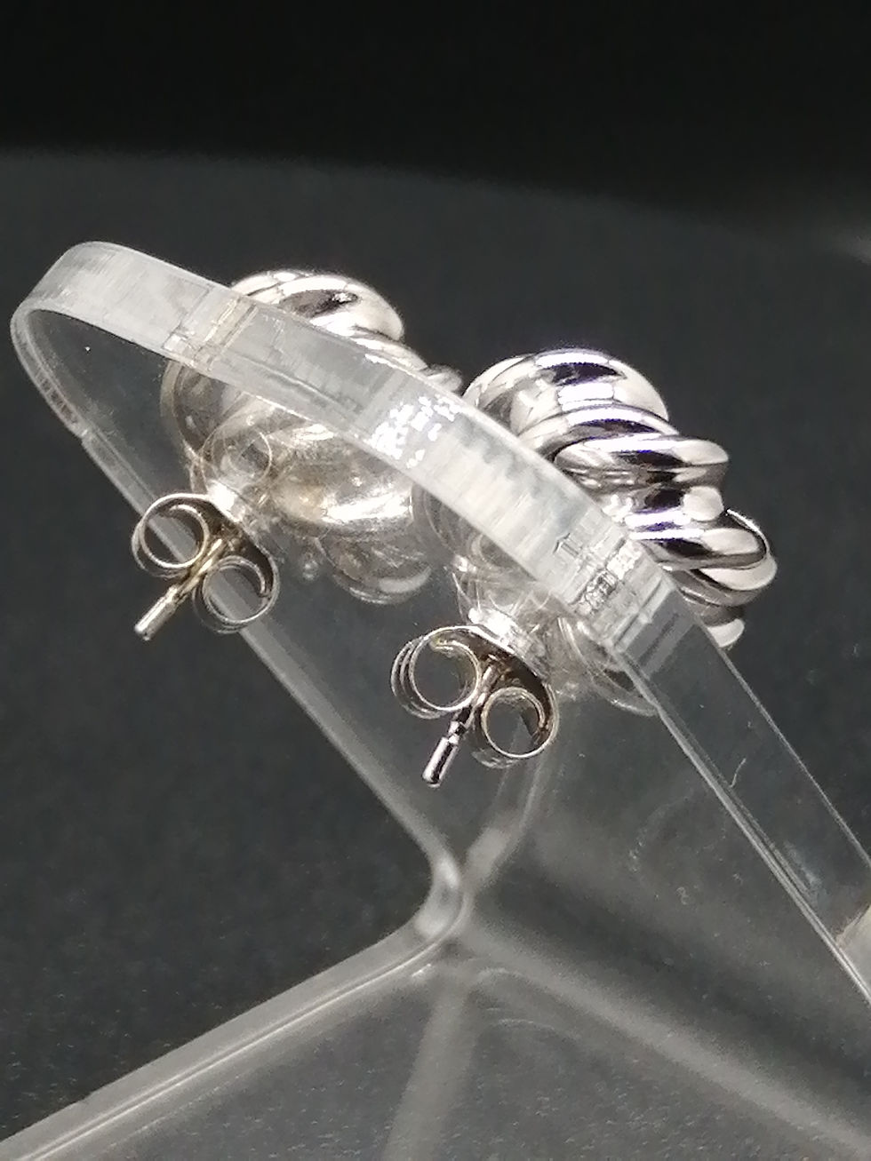 Thumbnail: 9ct White Gold Concaved Knot Stud Earrings