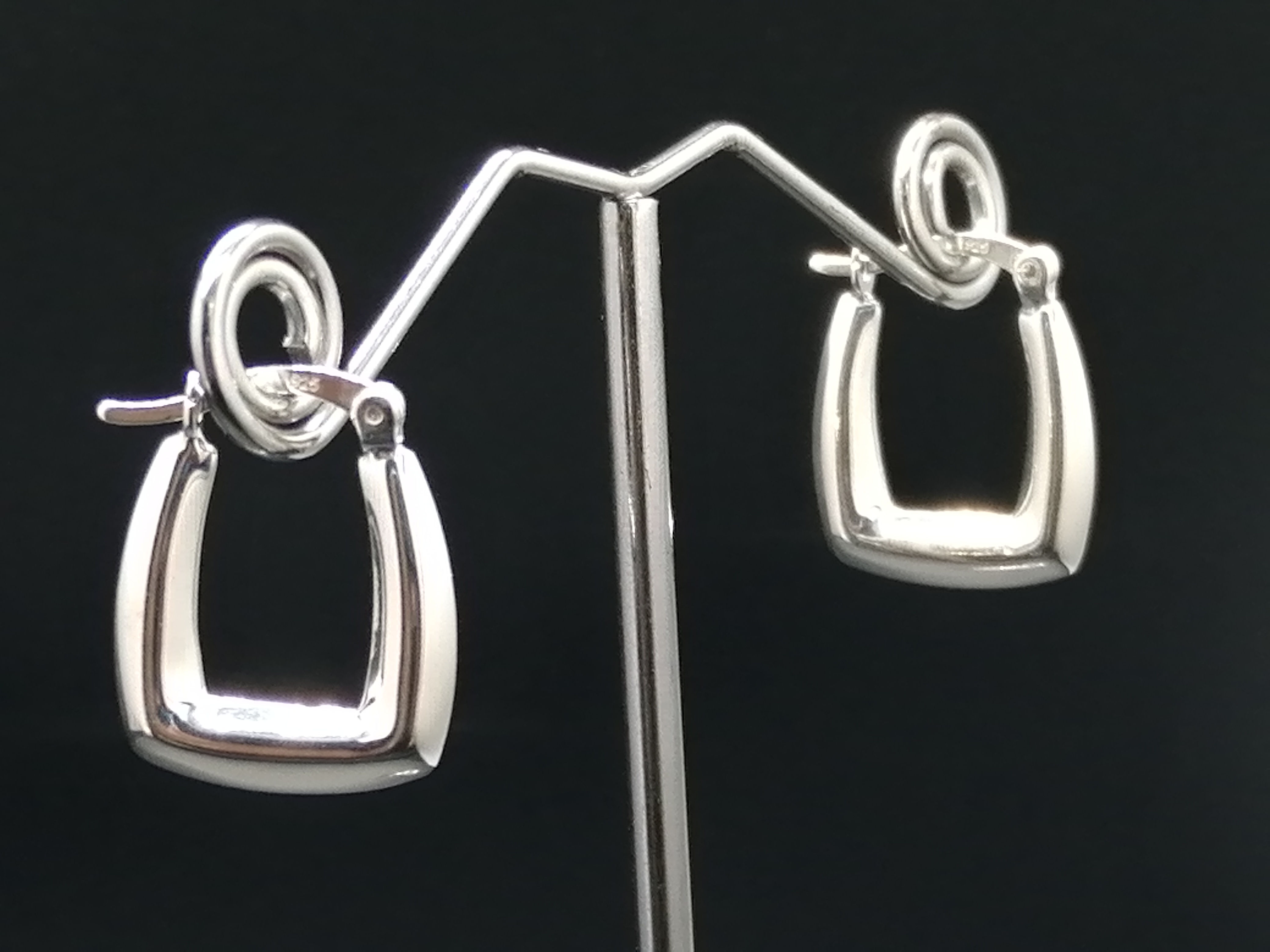 925 Silver Square Hoop Earrings