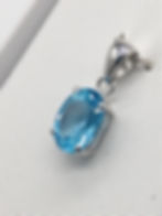 Thumbnail: 9ct White Gold Blue Topaz Oval Pendant