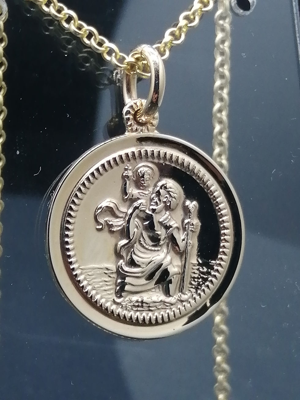 Thumbnail: 9ct Gold Bead Egde St Christopher Pendant