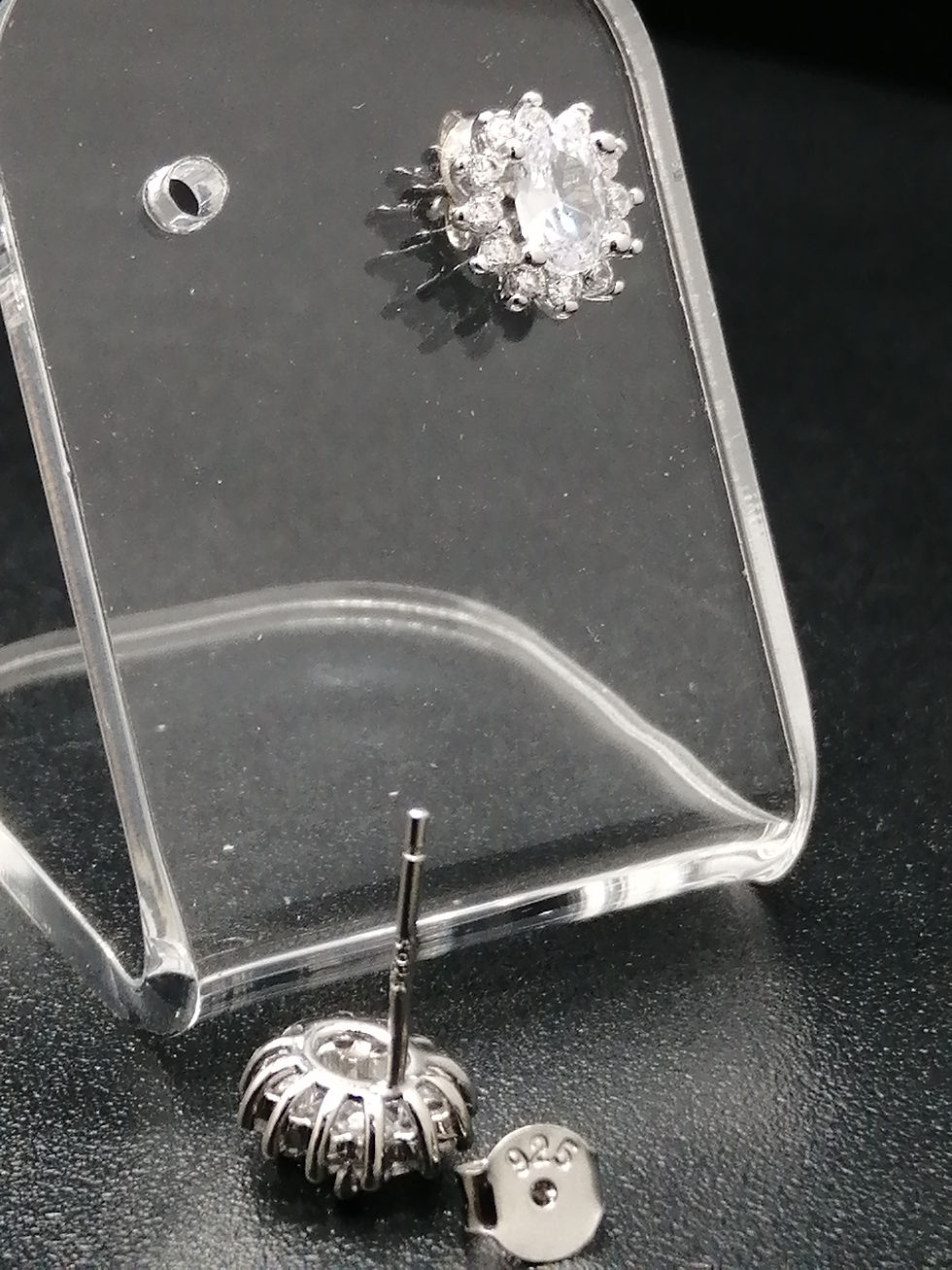 Thumbnail: 925 Silver CZ Cluster Stud Earrings
