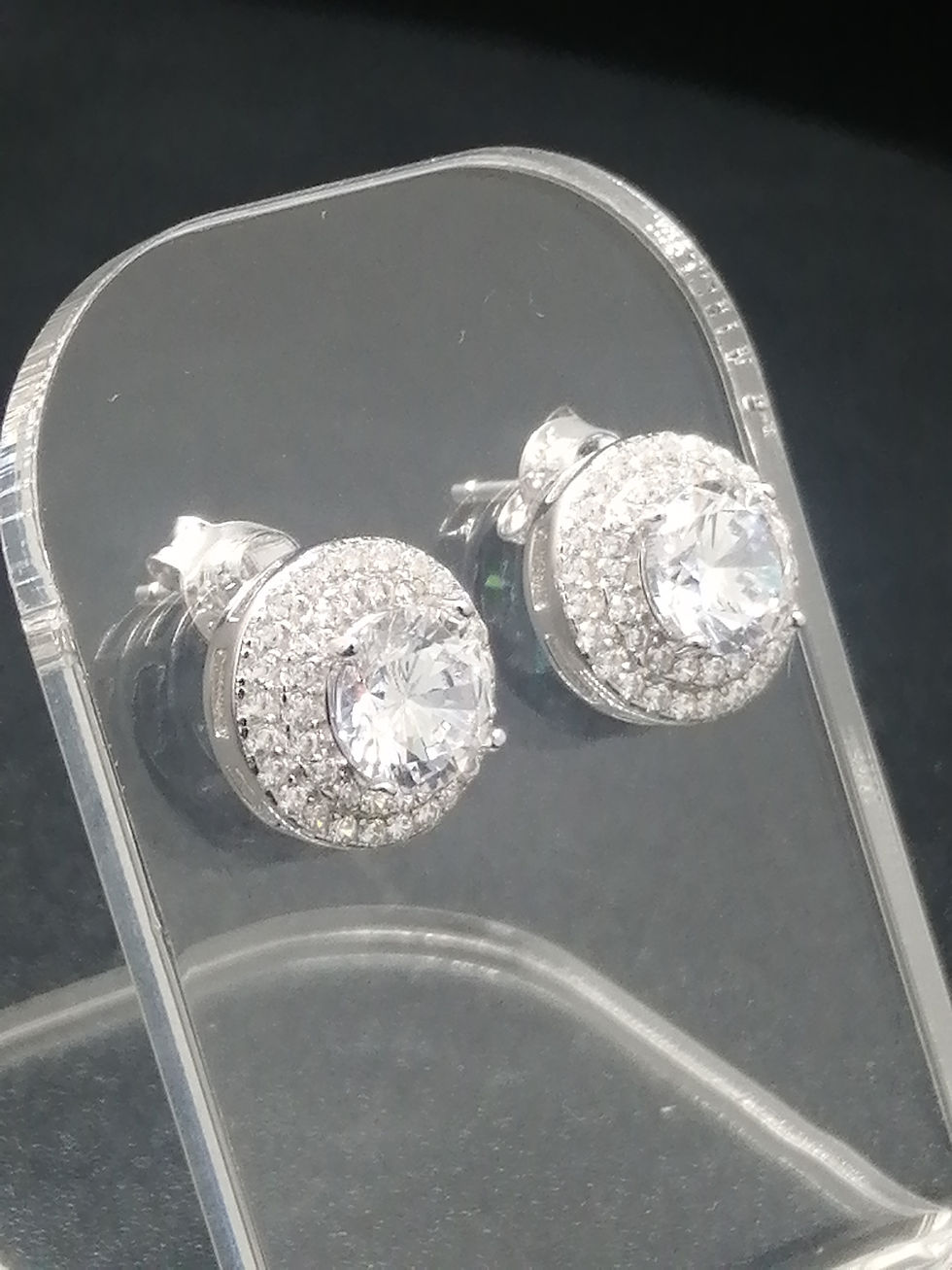 Thumbnail: 925 Silver CZ Cluster Stud Earrings