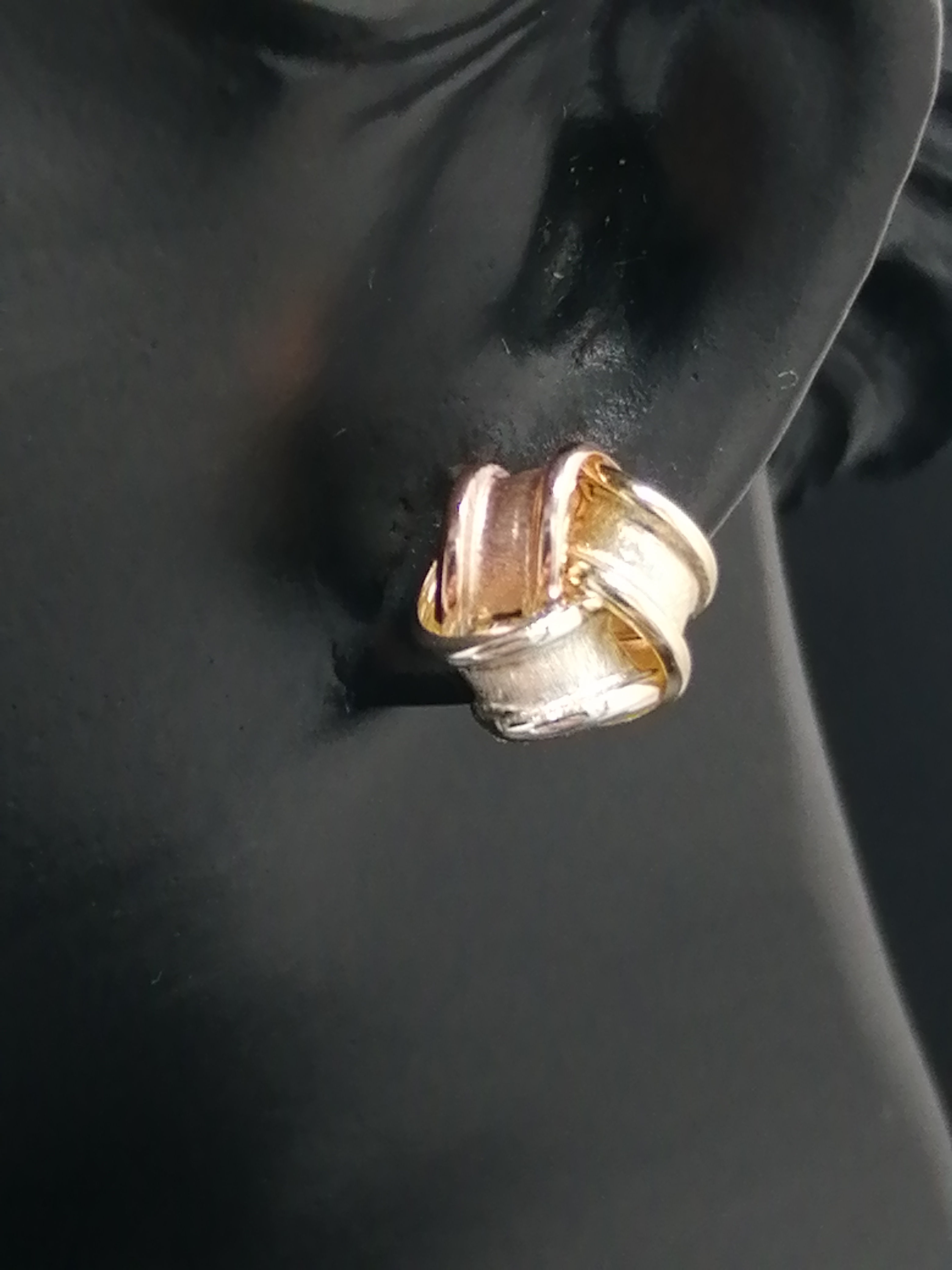 9ct Yellow, White & Rose Gold Satin Knot Stud Earrings