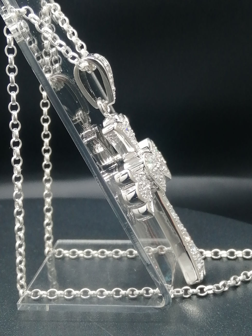 Thumbnail: 925 Silver CZ Latin Heart Cross Pendant